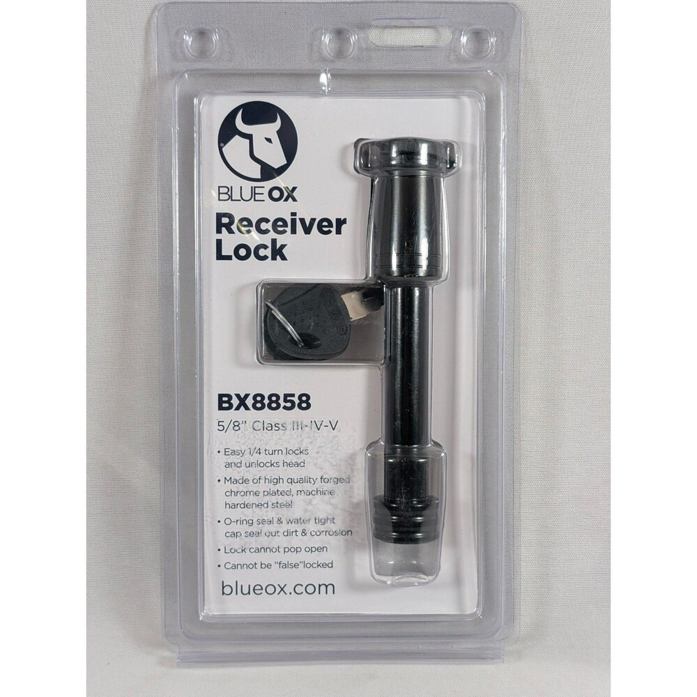 Blue Ox BX8858 Receiver Lock 5/8" Class III IV V Tow Hitch Lock w/ Keys